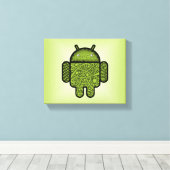 Bubbles Doodle Character voor de Android™-robot Canvas Afdruk (Insitu (Houten vloer))