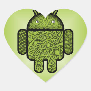 Bubbles Doodle Character voor de Android™-robot Hart Sticker