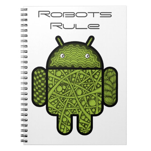 Bubbles Doodle Character voor de Android™-robot Notitieboek (Voorkant)