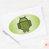 Bubbles Doodle Character voor de Android™-robot Ovale Sticker (Envelop)