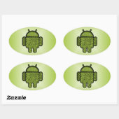 Bubbles Doodle Character voor de Android™-robot Ovale Sticker (Vel)