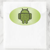 Bubbles Doodle Character voor de Android™-robot Ovale Sticker (Tas)