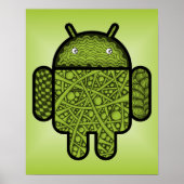 Bubbles Doodle Character voor de Android™-robot Poster (Voorkant)