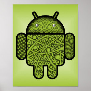 Bubbles Doodle Character voor de Android™-robot Poster