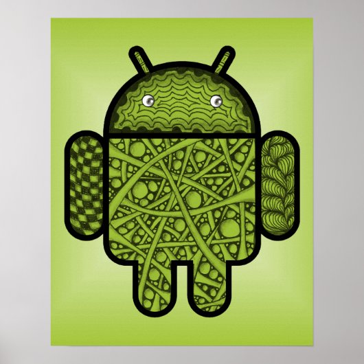 Bubbles Doodle Character voor de Android™-robot Poster (Voorkant)