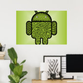Bubbles Doodle Character voor de Android™-robot Poster (Thuiskantoor)
