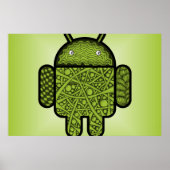 Bubbles Doodle Character voor de Android™-robot Poster (Voorkant)