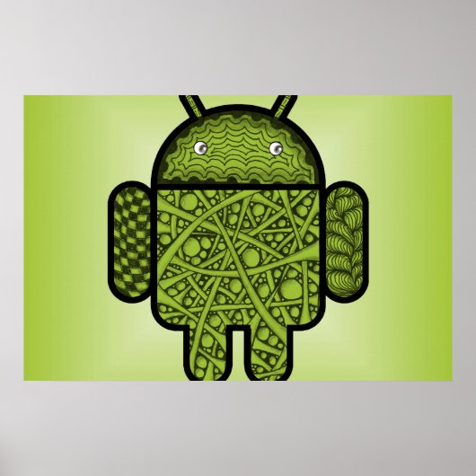 Bubbles Doodle Character voor de Android™-robot Poster (Voorkant)