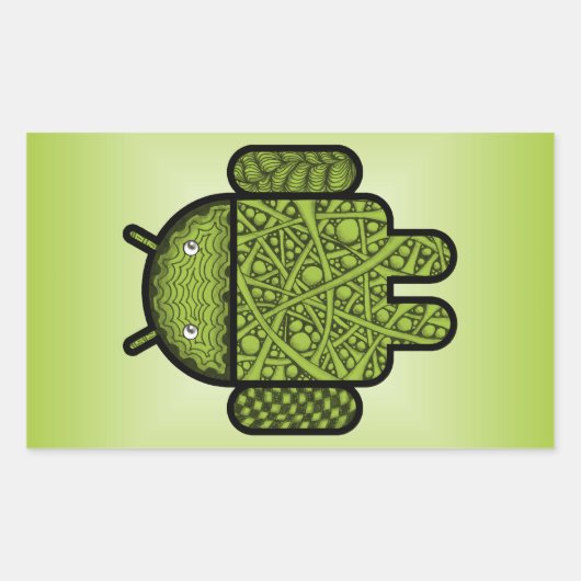 Bubbles Doodle Character voor de Android™-robot Rechthoekige Sticker (Voorkant)