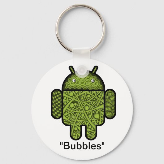 Bubbles Doodle Character voor de Android™-robot Sleutelhanger (Voorkant)