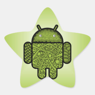 Bubbles Doodle Character voor de Android™-robot Ster Sticker
