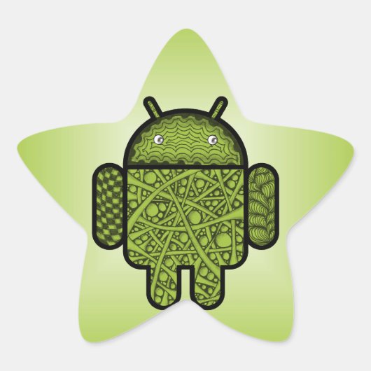 Bubbles Doodle Character voor de Android™-robot Ster Sticker (Voorkant)