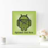 Bubbles Doodle Character voor de Android™-robot Vierkante Klok (Huis)