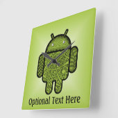 Bubbles Doodle Character voor de Android™-robot Vierkante Klok (Hoek)