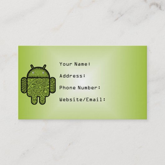 Bubbles Doodle Character voor de Android™-robot Visitekaartje (Voorkant)