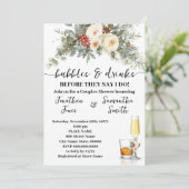 Bubbles & Drinks Bridal Shower Winter Floral Kaart (Staand voorkant)