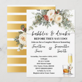 Bubbles & Drinks Bridal Shower Winter Floral Kaart