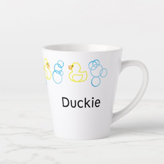 Bubbles & Eenden Badtijd Gepersonaliseerde Latte M Mok (Rechts)