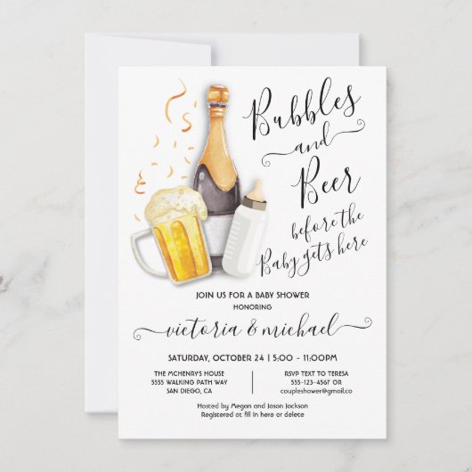 Bubbles en Baby shower Bier Kaart (Voorkant)