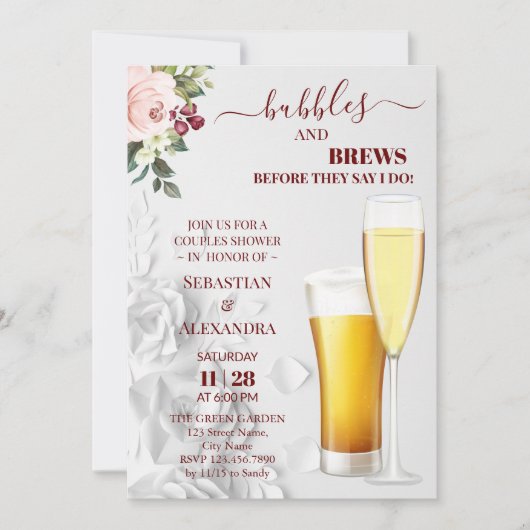 Bubbles en breikoppels — Shower Invitation Kaart (Voorkant)