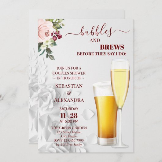 Bubbles en breikoppels — Shower Invitation Kaart (Voorkant / Achterkant)