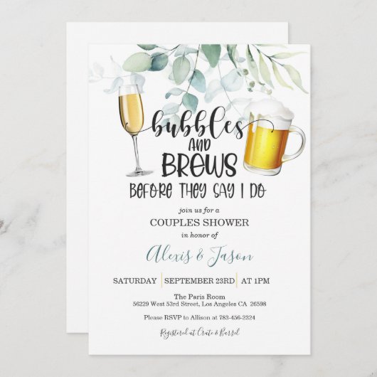 Bubbles en Breudekoppels — Uitnodiging (Voorkant / Achterkant)