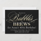 Bubbles en Brew Black en Gold Adult Birthday Kaart (Voorkant)