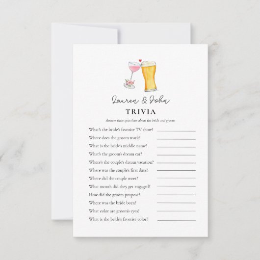 Bubbles en Brew Couple's Shower Trivia games Kaart (Voorkant)