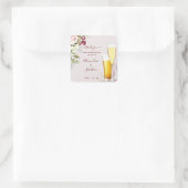 Bubbles en brouwsels Dank u Rozen bruiloft plein Vierkante Sticker (Tas)