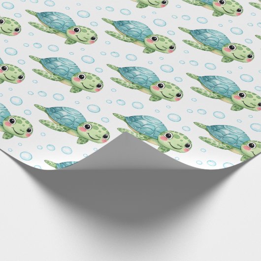 Bubbles & Fins Children's Birthday Cadeaupapier (Hoek)