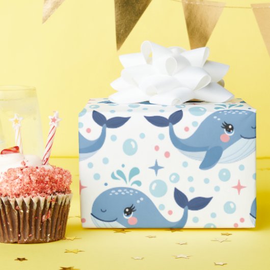 Bubbles & Fins Children's Birthday Whale Cadeaupapier (Verjaardagsfeest)