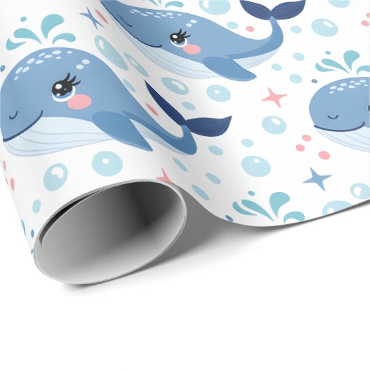 Bubbles & Fins Children's Birthday Whale Cadeaupapier (Rol Hoek)