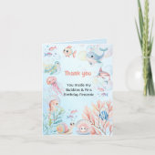 Bubbles & Fins Kinderverjaardag Bedankkaart (Voorkant)