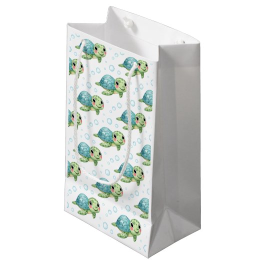Bubbles & Fins Kinderverjaardag Schildpad Klein Cadeauzakje (Voorkant Gekanteld)