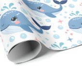Bubbles & Fins Kinderverjaardag Walvis Cadeaupapier (Rol Hoek)