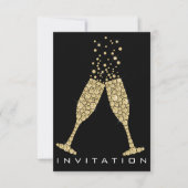 Bubbles Glass Champagne Cocktail Gold Crystals Kaart (Voorkant)