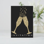 Bubbles Glass Champagne Cocktail Gold Crystals Kaart (Staand voorkant)