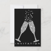 Bubbles Glasses Champagne Cocktail Gray Crystals Kaart (Voorkant)