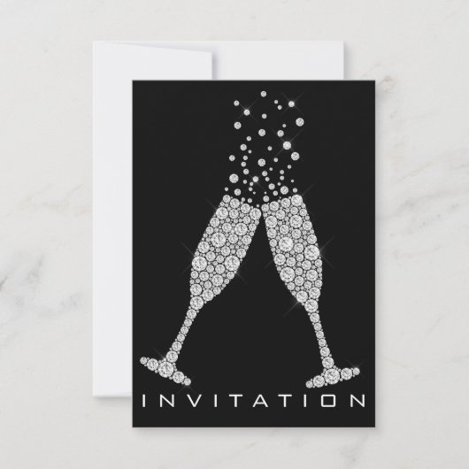 Bubbles Glasses Champagne Cocktail Gray Crystals Kaart (Voorkant)