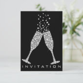 Bubbles Glasses Champagne Cocktail Gray Crystals Kaart (Staand voorkant)