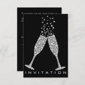 Bubbles Glasses Champagne Cocktail Gray Crystals Kaart (Voorkant / Achterkant)