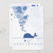 "Bubbles" - Het Baby shower van de babyblauwe walv Kaart (Voorkant / Achterkant)