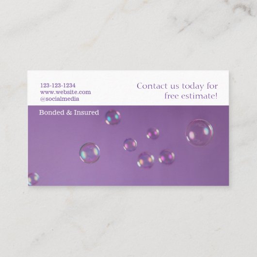 Bubbles Home Cleaning Services Visitekaartje (Achterkant)