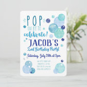 Bubbles Invitation Bubble Birthday Party Blue Boy Kaart (Staand voorkant)
