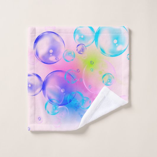 BUBBLES - kleurrijk Abstract Afbeelding van fracta Bad Handdoek (Wasdoekje)