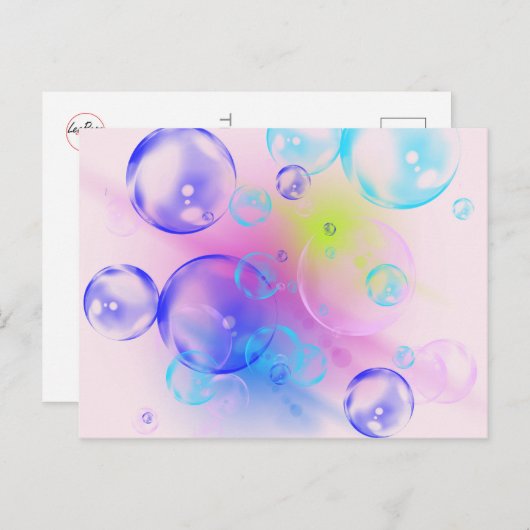 BUBBLES - kleurrijk Abstract Afbeelding van fracta Briefkaart (Voorkant / Achterkant)
