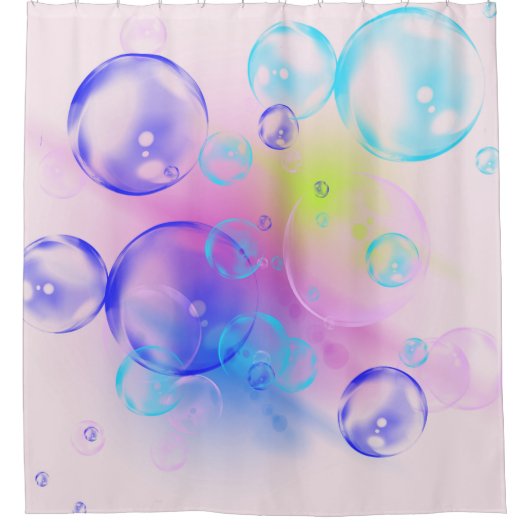 BUBBLES - kleurrijk Abstract Afbeelding van fracta Douchegordijn (Voorkant)
