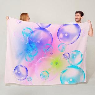 BUBBLES - kleurrijk Abstract Afbeelding van fracta Fleece Deken