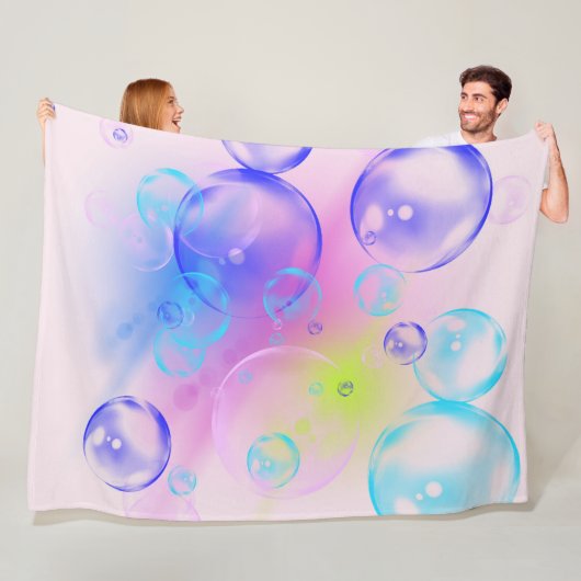 BUBBLES - kleurrijk Abstract Afbeelding van fracta Fleece Deken (In situ)