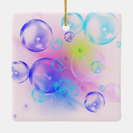 BUBBLES - kleurrijk Abstract Afbeelding van fracta Keramisch Ornament (Achterkant)